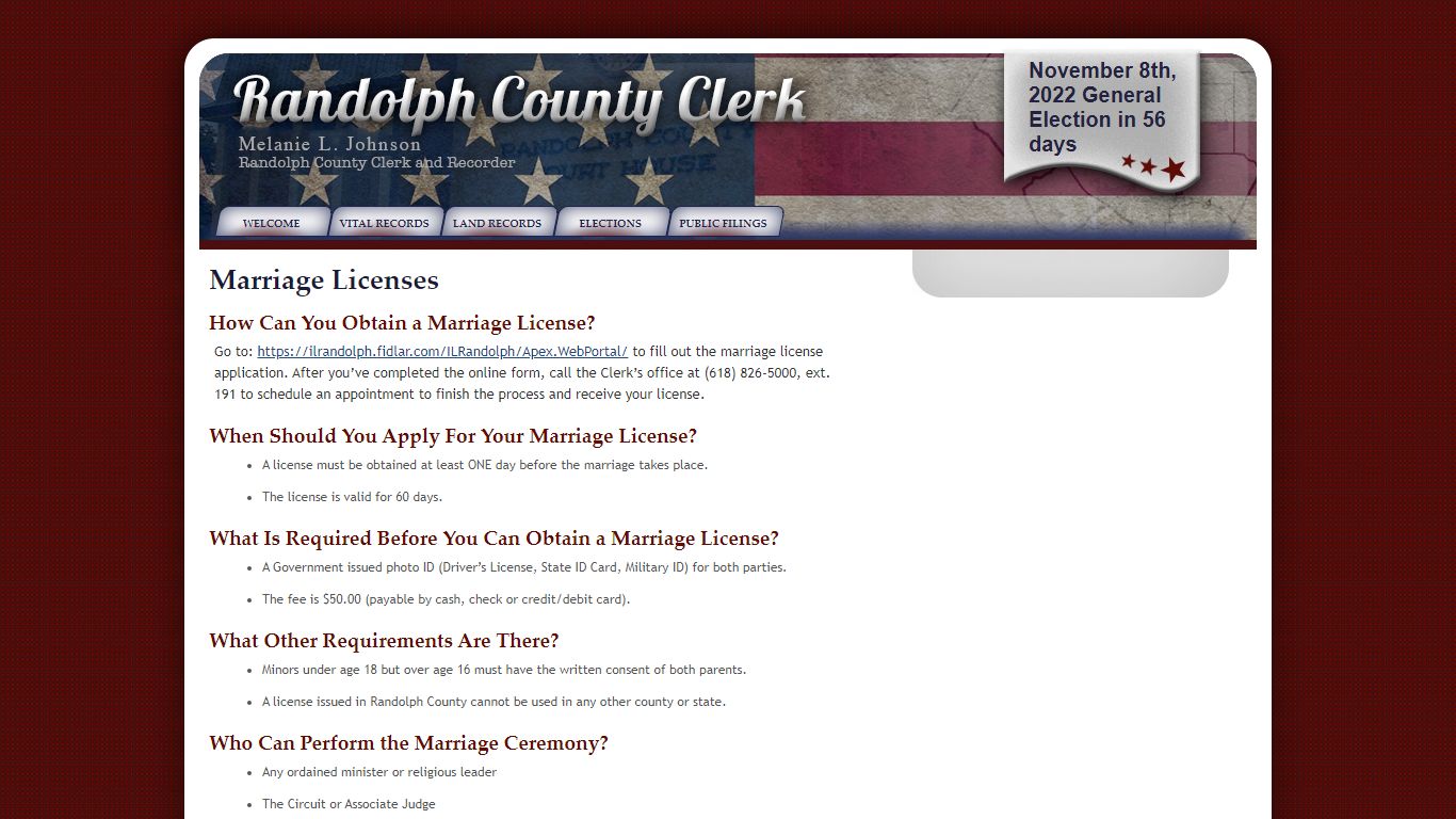 Marriage Licenses - Randolph County Clerk