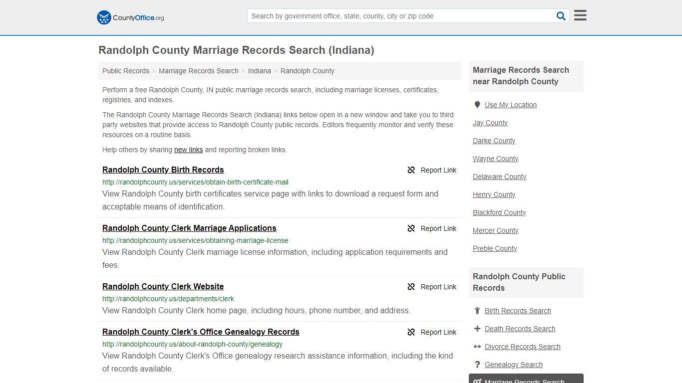 Marriage Records Search - Randolph County, IN (Marriage Licenses ...