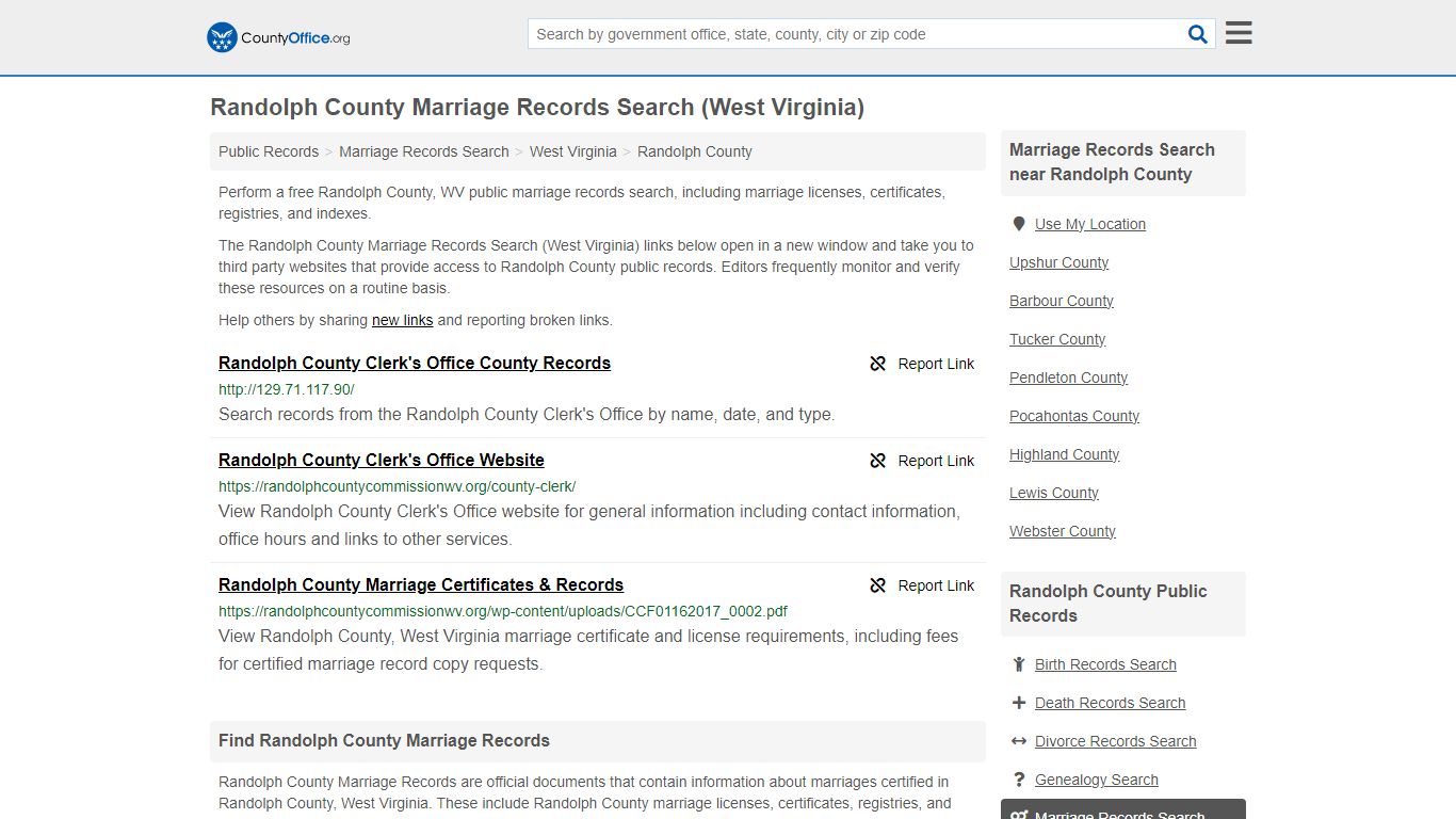 Marriage Records Search - Randolph County, WV (Marriage Licenses ...