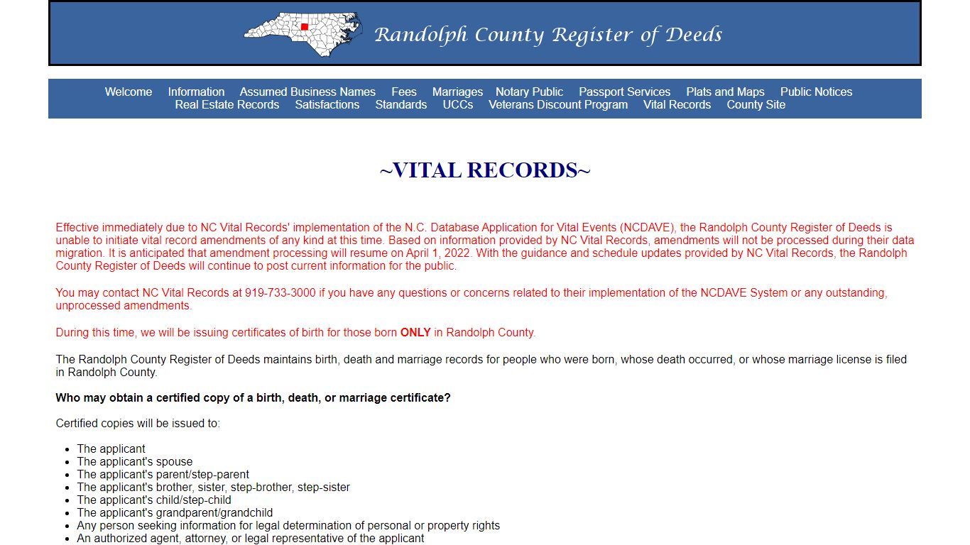 Randolph County Register of Deeds